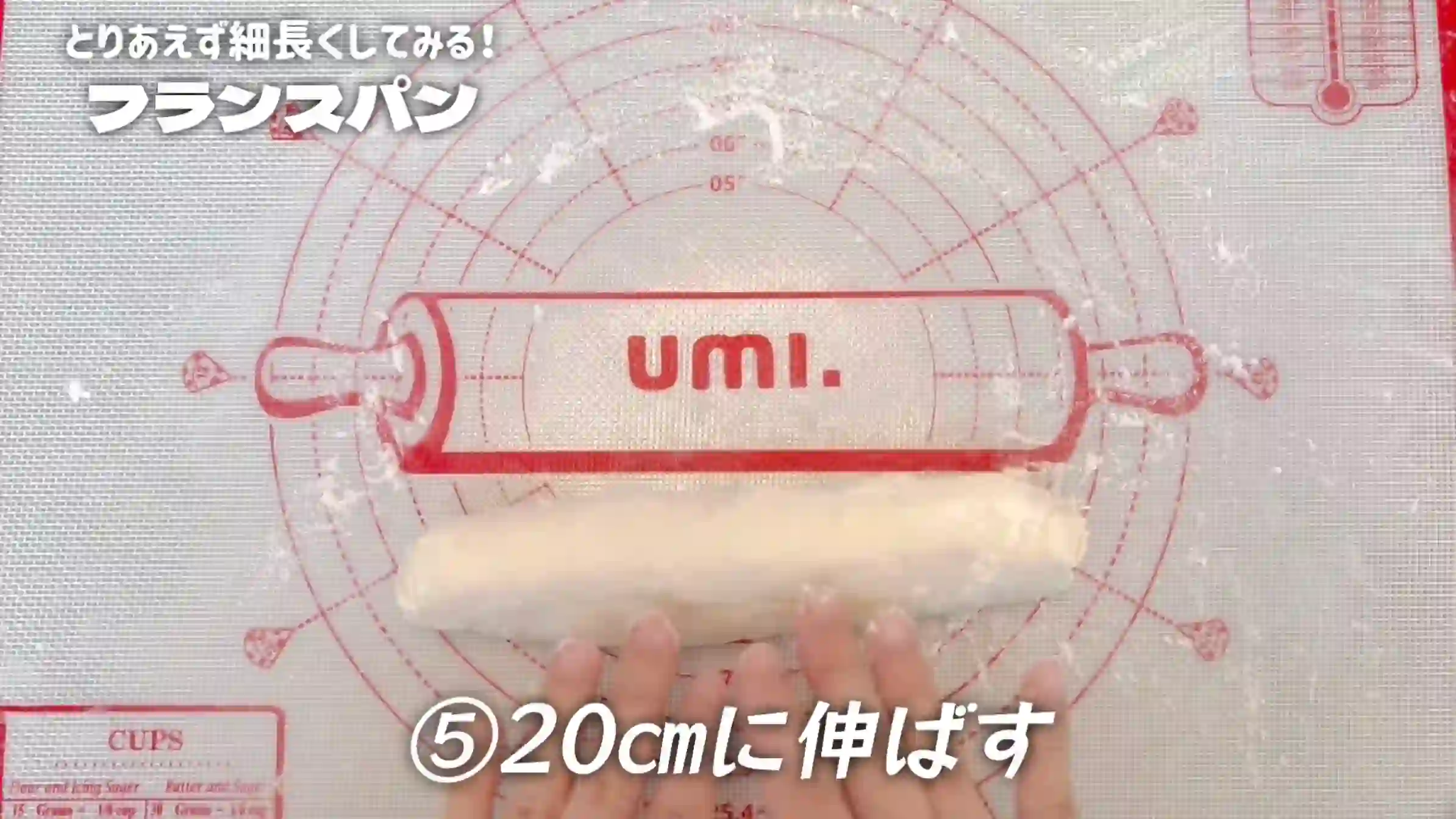 フランスパン:20㎝の棒状に成形する